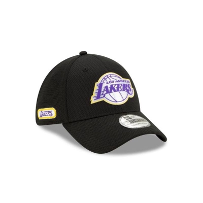 Black Los Angeles Lakers Hat - New Era NBA NBA Authentics Half Series 39THIRTY Stretch Fit Caps USA5431762